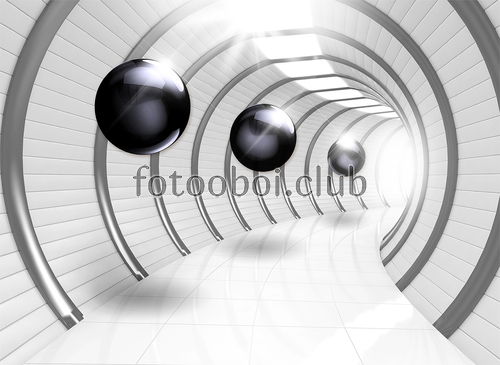 шары, коридор, 3д, 3d, стереоскопические 